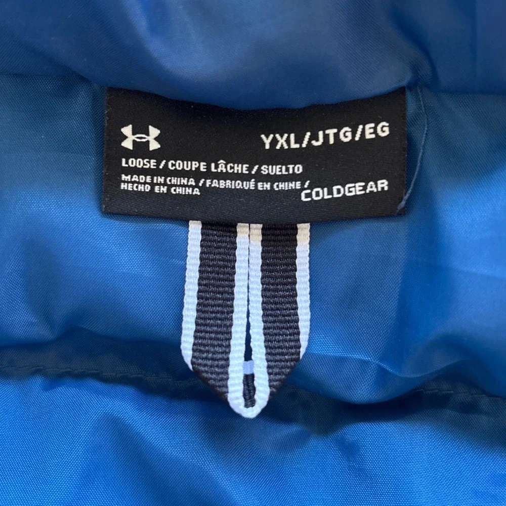 Under Armour Boys ColdGear‎ Blue Puffer Jacket Hooded Zip Youth XL YXL unisex